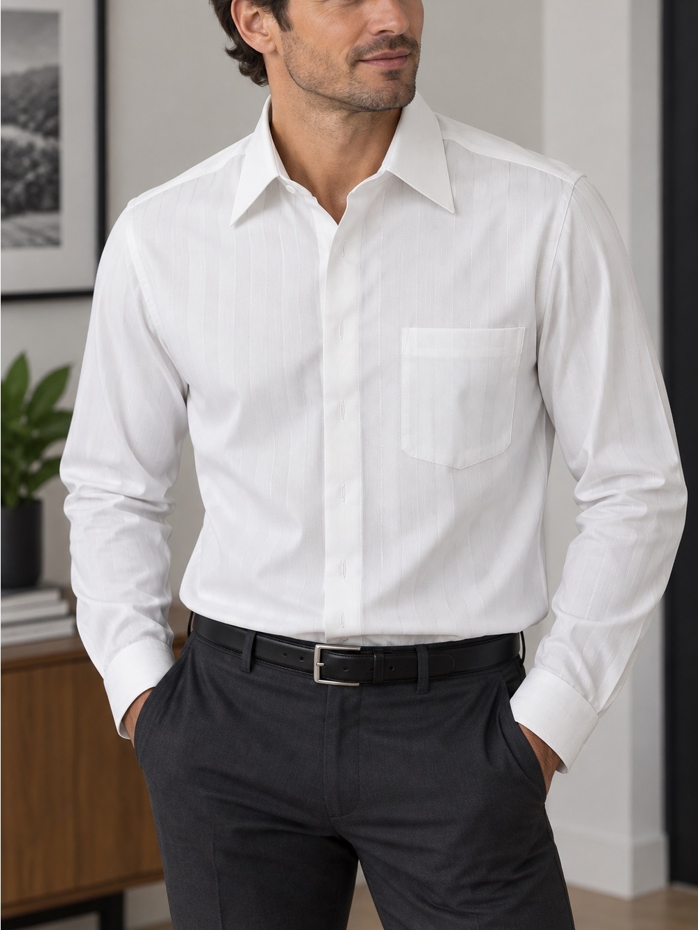 Van Heusen White Dress Shirt - Timeless Formal Shirt